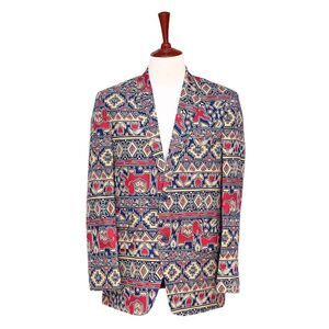 Mens Blazer Tribal Ethnic Geometric Blue Red Yellow Party Jacket Sport Coat 42R